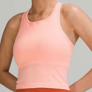 Ebb to Street Cropped Racerback Tank Top Light Support dew pink